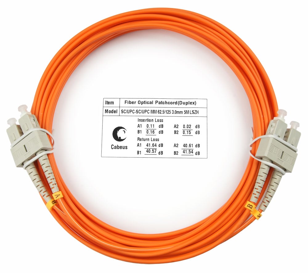 Оптический патч-корд duplex SC-SC 62,5/125 MM Cabeus FOP-62-SC-SC-7m 7 метров оранжевый LSZH