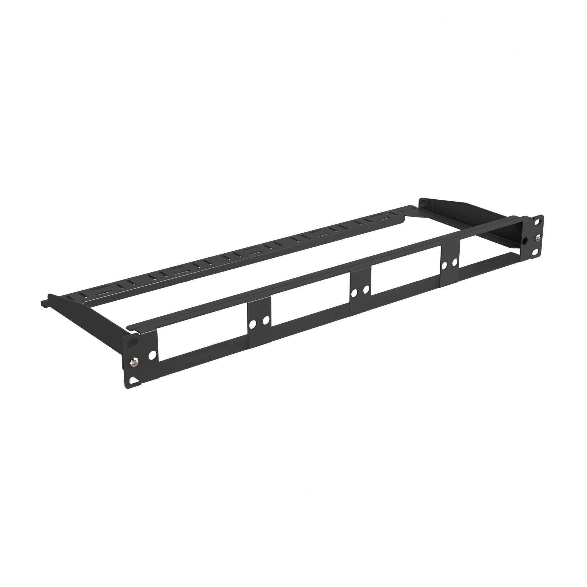 Cabeus PLB-1U-C04-MPO/MTP-BK Кросс оптический модульный 19” для 4 кассет MPO/MTP, 1U, черный