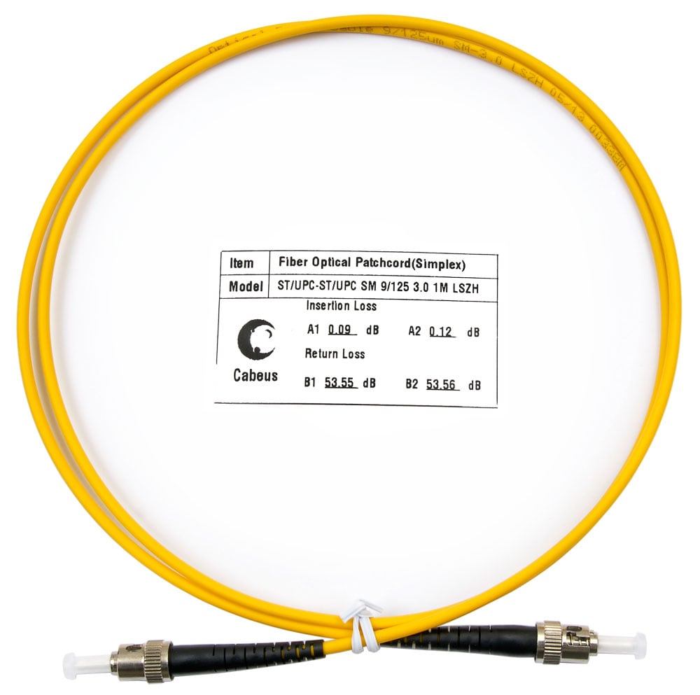 Оптический патч-корд simplex ST-ST 9/125 SM Cabeus FOP(s)-9-ST-ST-1m 1 метр желтый LSZH