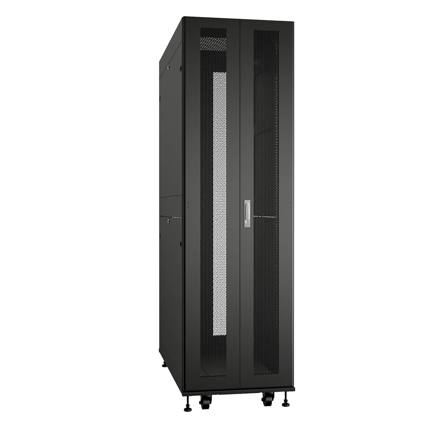Cabeus ND-SC-47U60/120-BK Шкаф серверный телекоммуникационный 19" напольный для распределительного и серверного оборудования 47U 600x1200mm передняя и задняя двойные перфорированные двери, ручки с замком, цвет черный (RAL 9004)