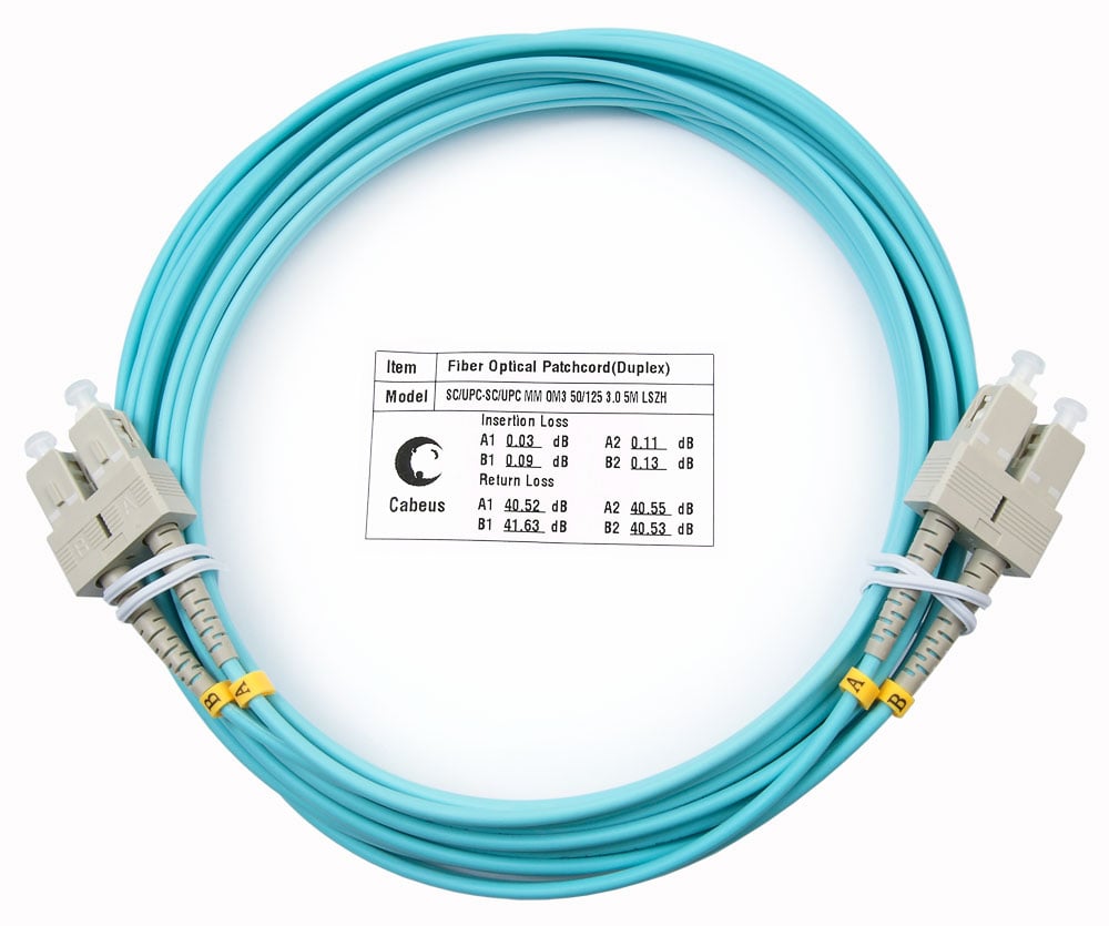 Оптический патч-корд duplex SC-SC 50/125 MM Cabeus FOP-50-SC-SC-7m 7 метров бирюзовый LSZH