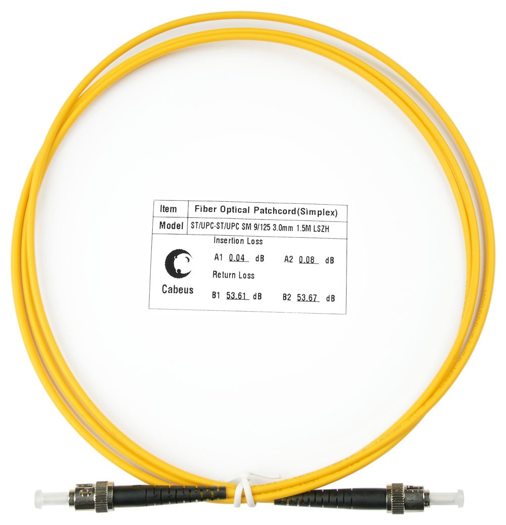 Оптический патч-корд simplex ST-ST 9/125 SM Cabeus FOP(s)-9-ST-ST-1,5m 1.5 метра желтый LSZH