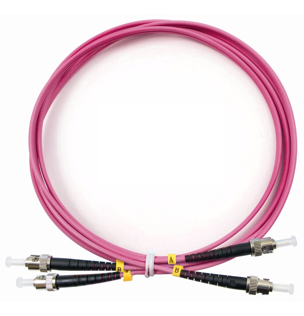Оптический патч-корд duplex ST-ST 50/125 MM Cabeus FOP-50-OM4-ST-ST-1m 1 метр маджента LSZH
