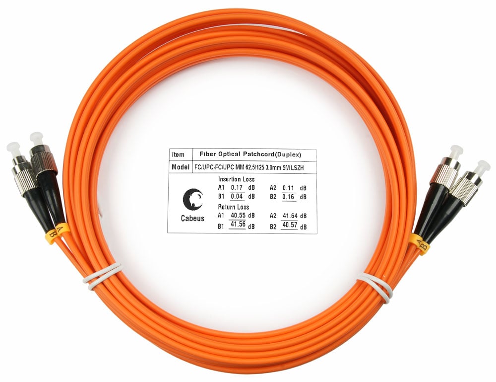 Оптический патч-корд duplex FC-FC 62,5/125 MM Cabeus FOP-62-FC-FC-25m 25 метров оранжевый LSZH