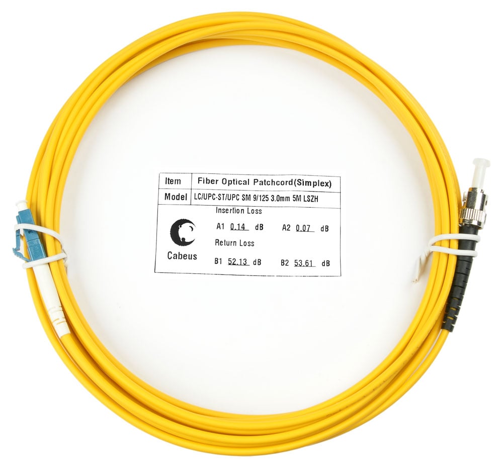Оптический патч-корд simplex LC-ST 9/125 SM Cabeus FOP(s)-9-LC-ST-25m 25 метров желтый LSZH