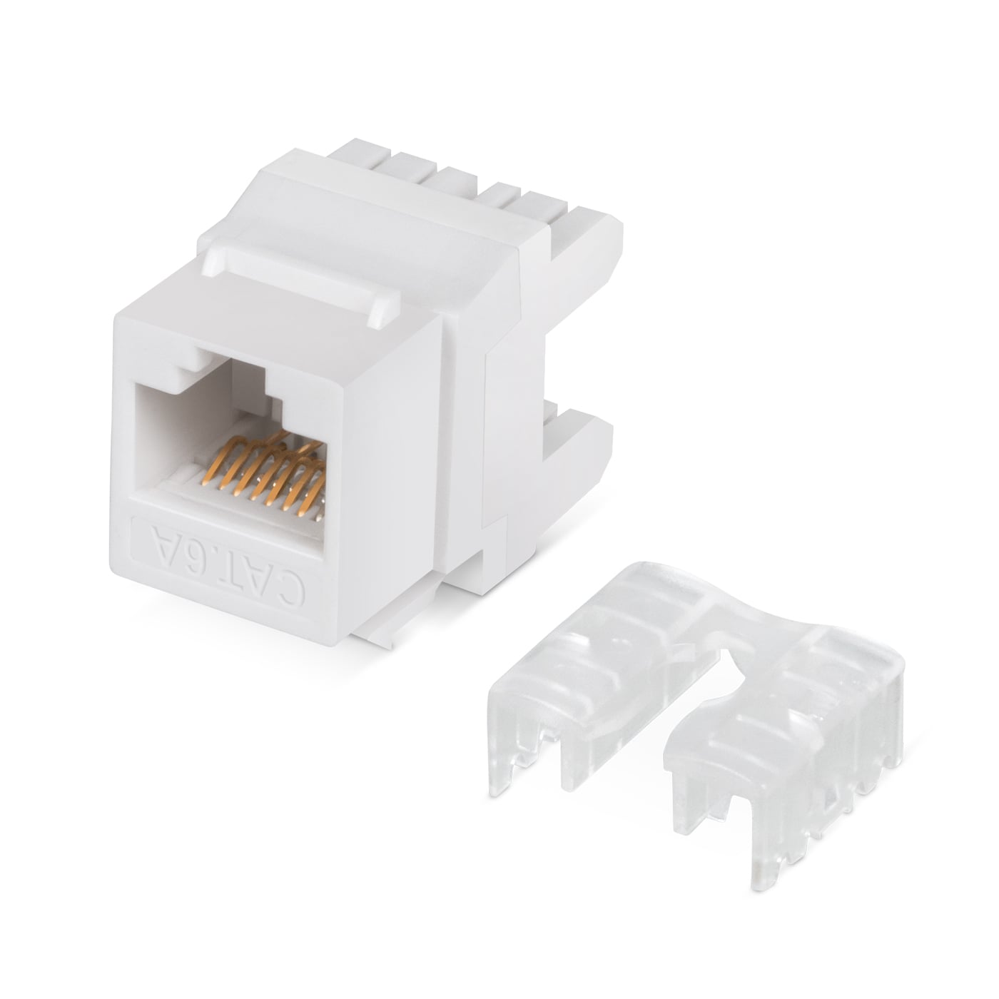 Cabeus KJ-RJ45-Cat.6A-180 Degree Вставка Keystone Jack RJ-45(8P8C), 180 градусов, категория 6A, Dual IDC (110&amp;Krone type), белая