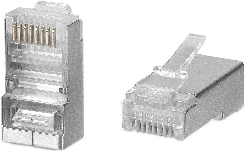 Cabeus 8P8C-SH Коннектор RJ-45 под витую пару, категория 5e, экранированный, универсальный (для одножильного и многожильного кабеля) для проводников с толщиной по изоляции до 1,05 мм