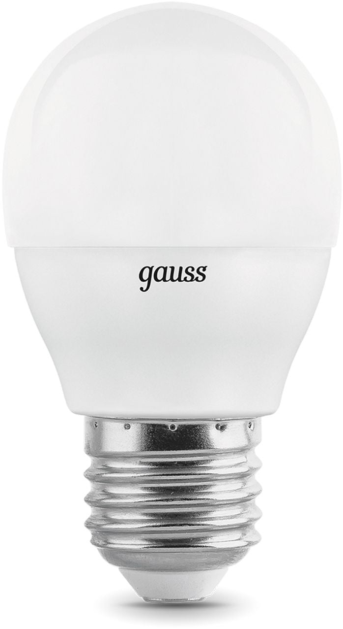 Лампа светодиодная Gauss 7Вт цок.:E27 шар 220B 3000K  св.свеч.бел.теп. (упак.:10шт) (105102107-D)