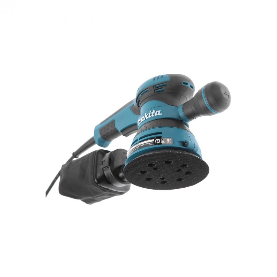 Makita BO5041K Эксцентриковая шлифовальная машина [BO5041K] {300Вт,ф125мм,4000-12000об\м,ампл-2.8мм,1.4кг,чем,п\сборник,доп.рукоятка}