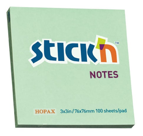 Блок самоклеящийся Stick'n 21150, 76×76мм, 100 листов, пастель зеленый