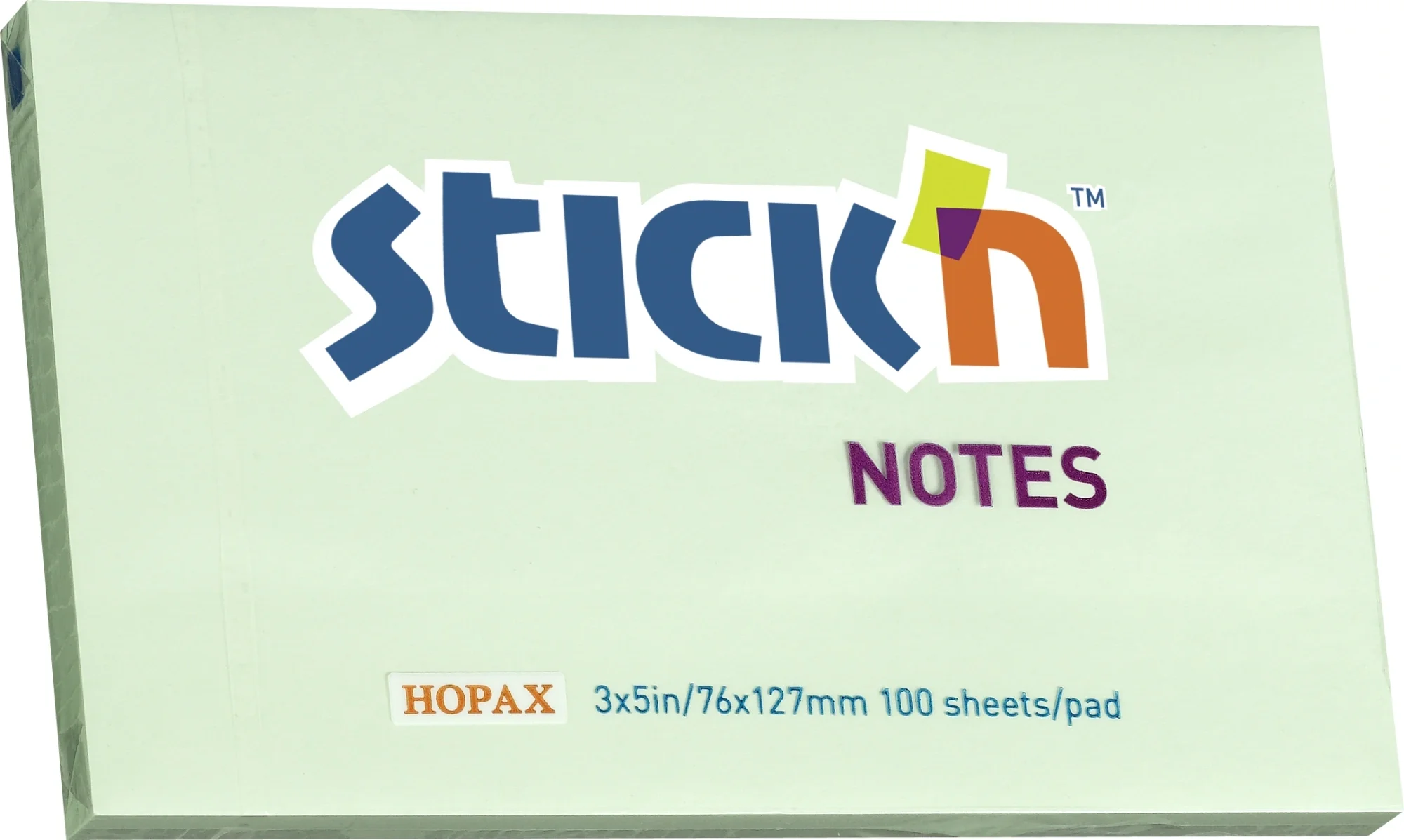 Блок самоклеящийся Stick'n 21156, 76×127мм, 100л., 70г/м², пастель зеленый