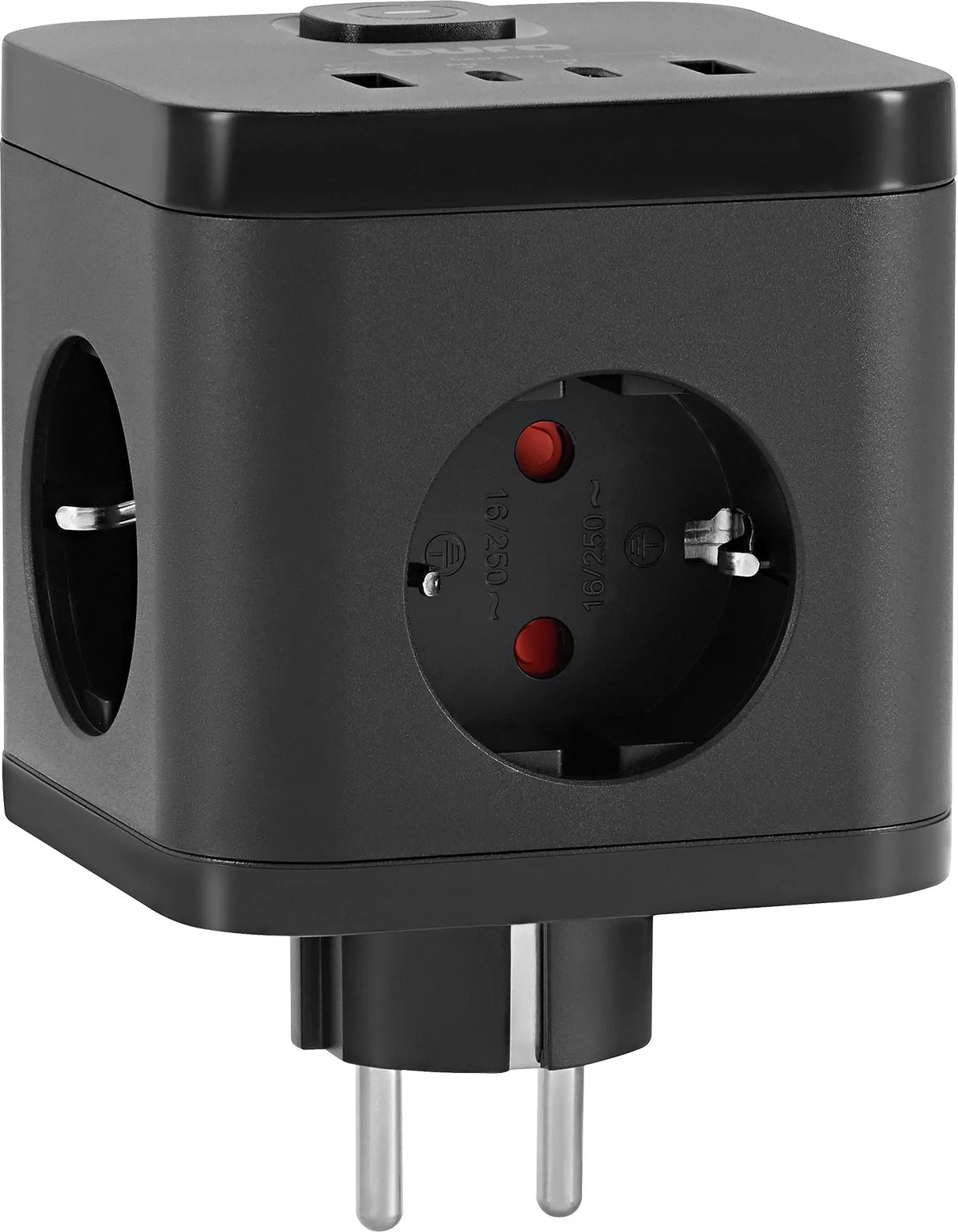 Сетевой разветвитель Buro BU-PW3UC-Plus-B (3 розетки) черный (коробка)