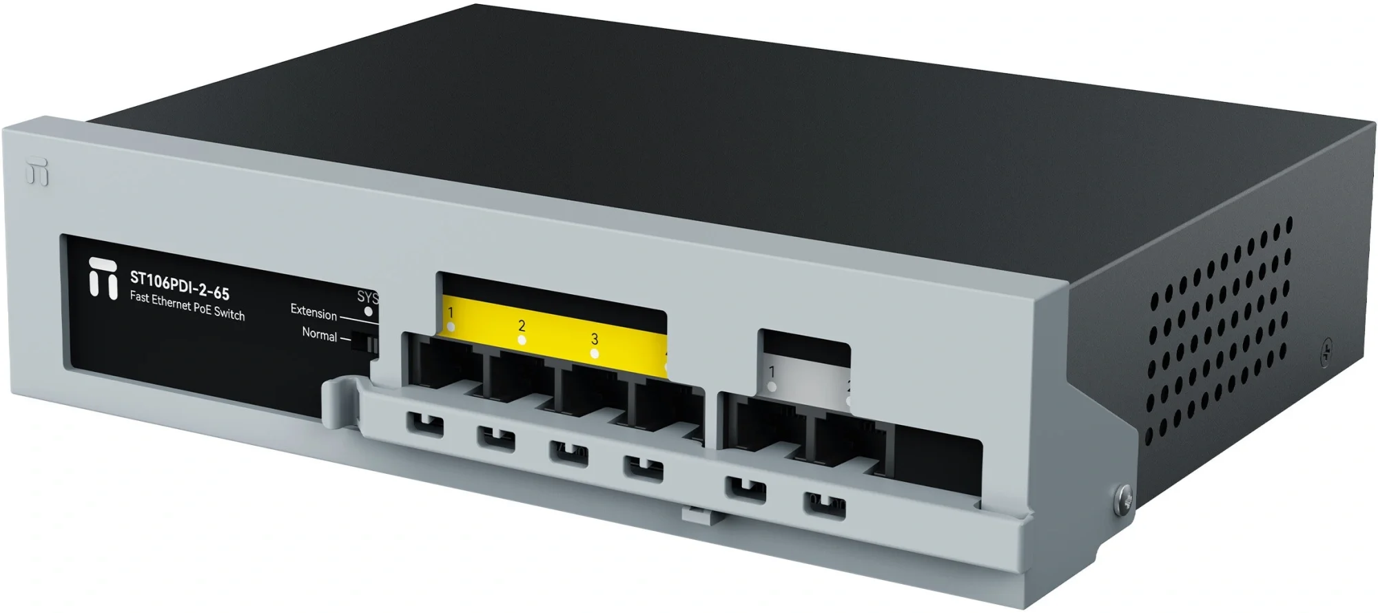 Коммутатор/ Неуправляемый PoE коммутатор Fast Ethernet netis ST106PDI-2-65, 4 порта 100 Мбит/с PoE+, 2 порта 100 Мбит/с RJ45 Uplink, БП 65 Вт
