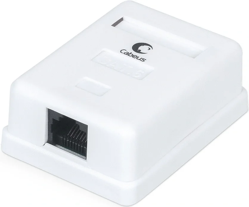 Розетка компьютерная RJ-45(8P8C), категория 6, одинарная Cabeus WS-8P8C-Cat.6-1 Розетка компьютерная RJ-45(8P8C), категория 6, одинарная, внешняя, Dual IDC