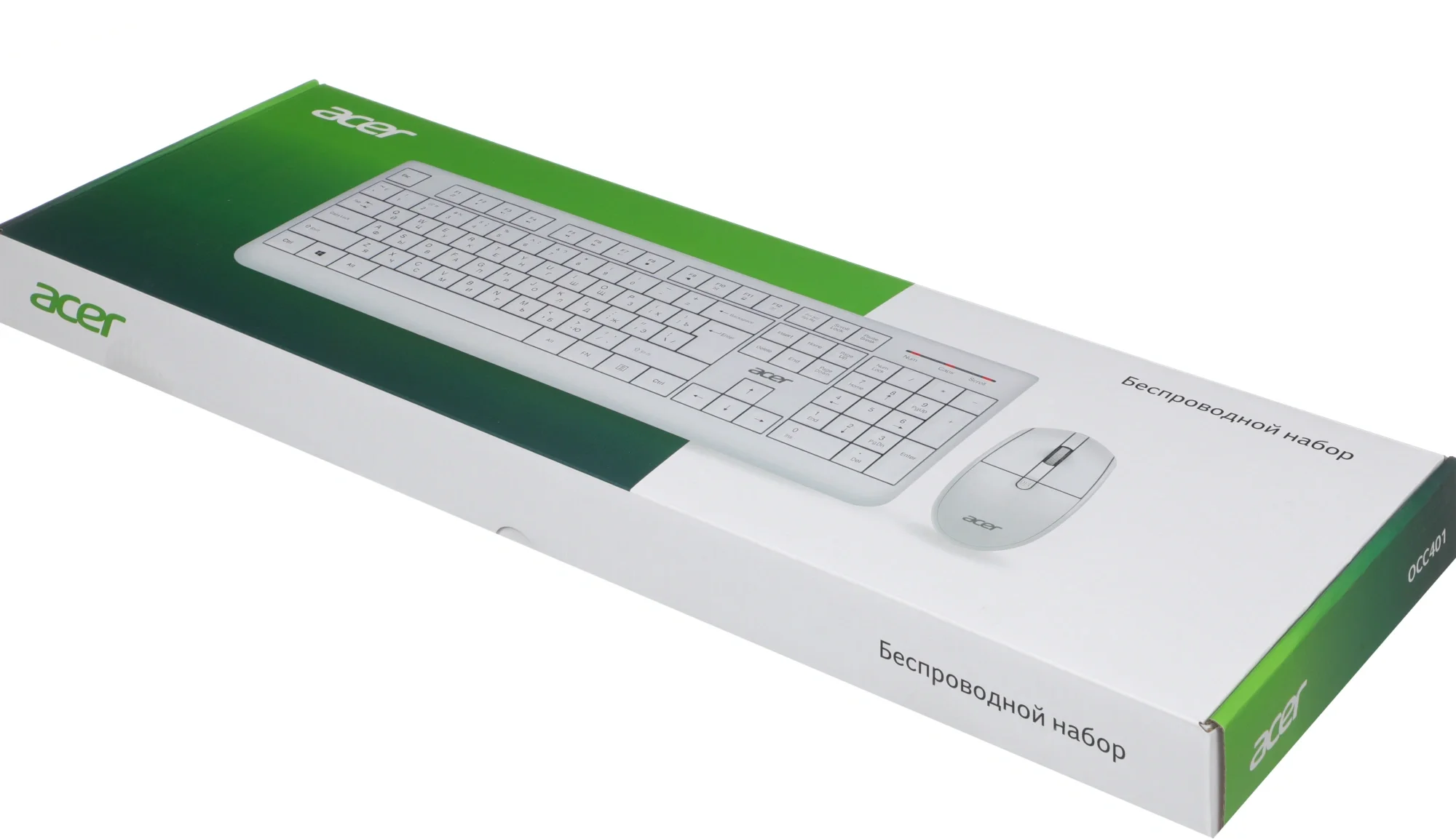Клавиатура + мышь Acer OCC401 клав:белый мышь:белый USB беспроводная Multimedia (ZL.ACCCC.017)