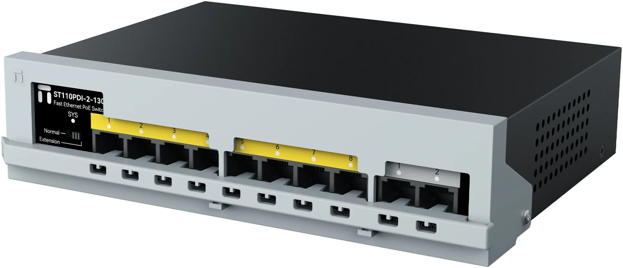 Коммутатор Netis ST110PDI-2-130, неуправляемый, 8×PoE+ 100 Мбит/с, 2×100 Мбит/с Uplink, 130W
