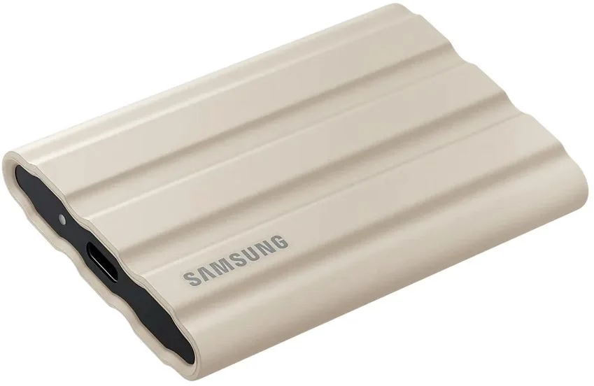 Внешние HDD и SSD/ Samsung External SSD T7 Shield, 2TB, Type C-to-C/A, USB 3.2 Gen2, R/W 1050/1000MB/s, IP65, 88x59x13mm, 98g, Beige (12 мес.)
