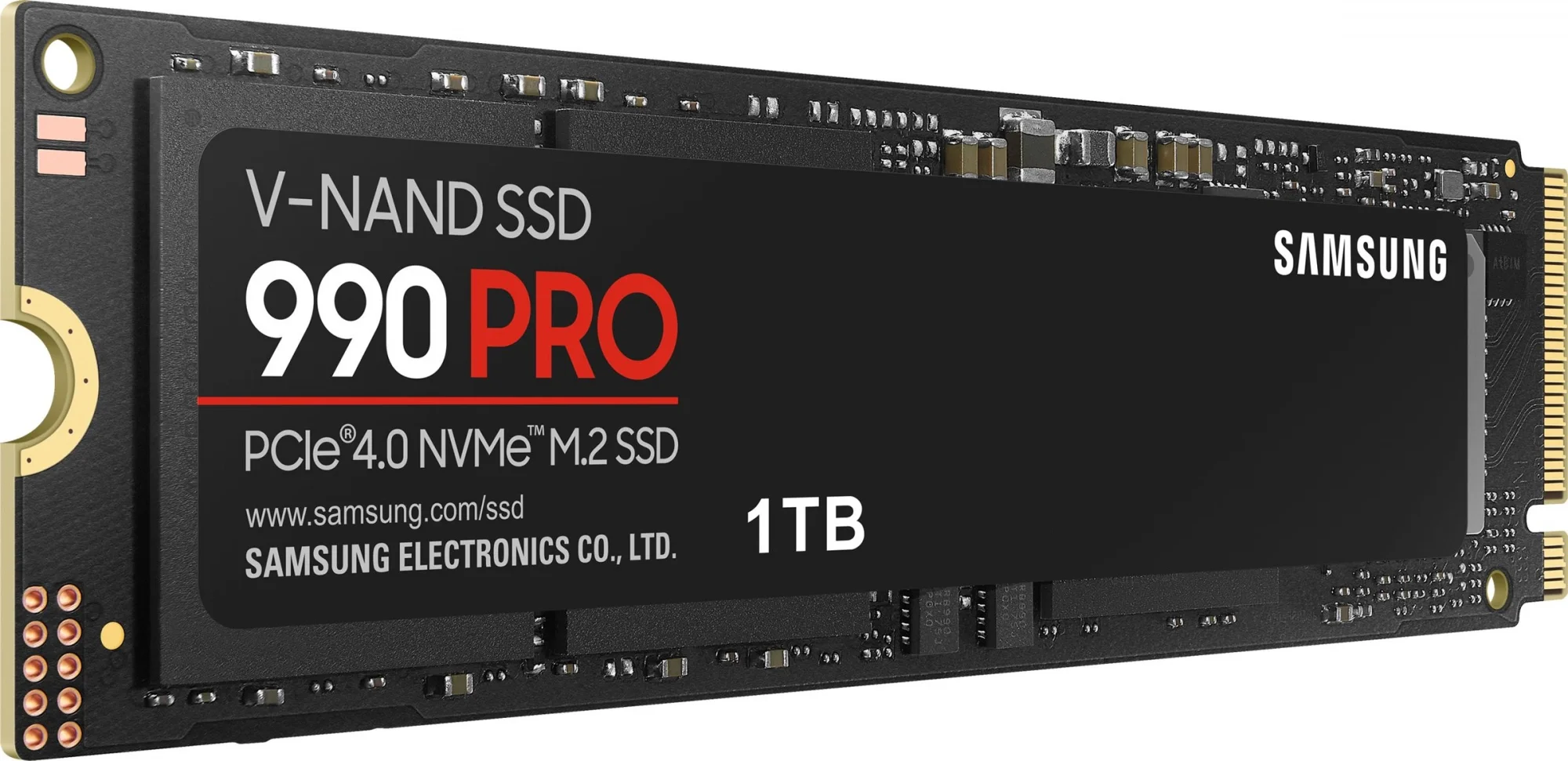 Твердотельные накопители/ Samsung SSD 990 PRO, 1000GB, M.2(22x80mm), NVMe 2.0, PCIe 4.0 x4, V-NAND TLC, R/W 7450/6900MB/s, IOPs 1 200 000/1 550 000, DRAM buffer 1024MB, TBW 600, DWPD 0.33 (12 мес.)