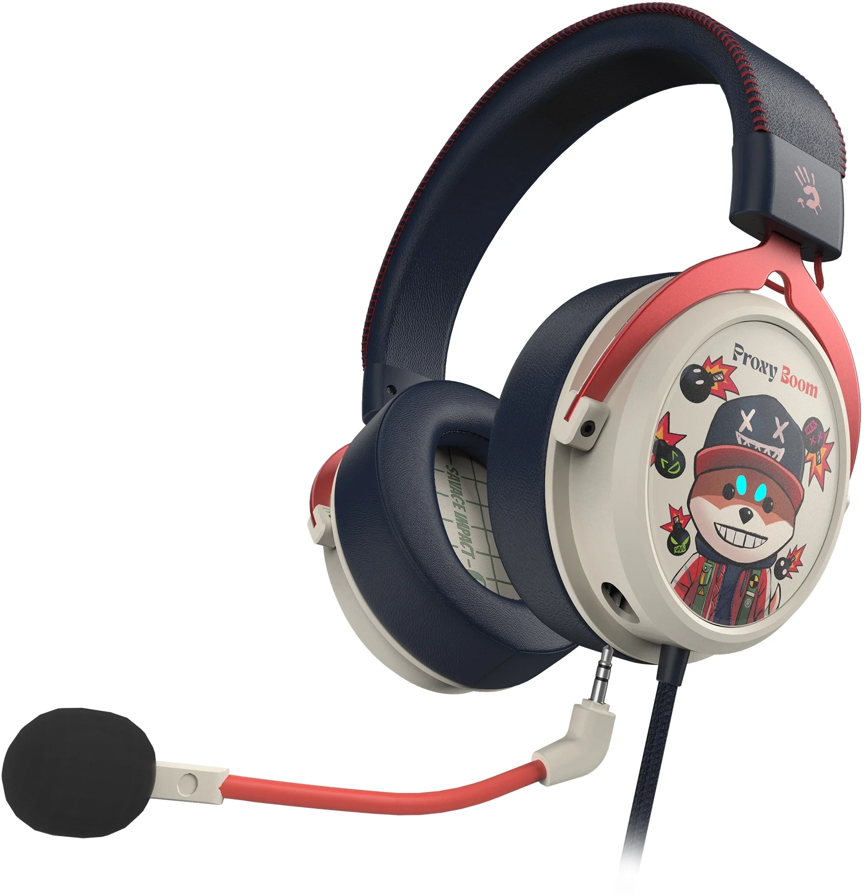 Наушники с микрофоном A4Tech Bloody M595 Renegade черный/рисунок 2.3м мониторные USB оголовье (M595)