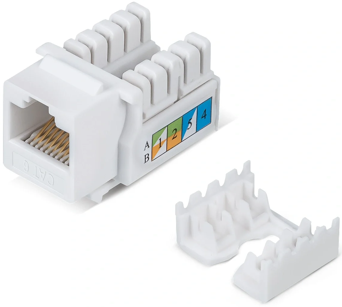 KJ-RJ45-Cat.6-90 Модуль Cabeus  (вставка) Keystone Jack RJ-45, категория 6,  заделка  тип  110, белая