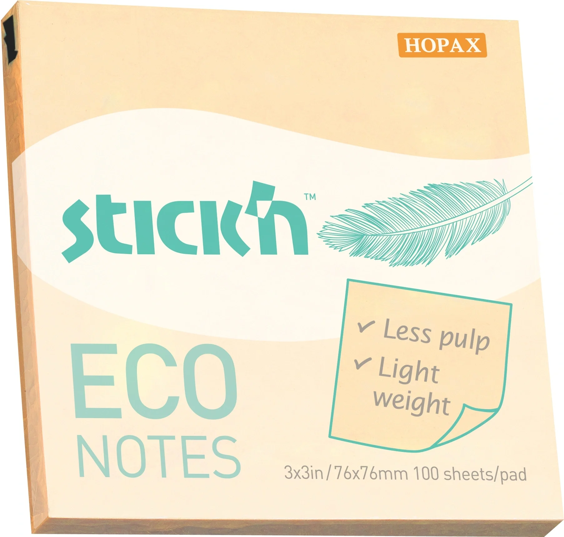 Блок самоклеящийся Stick'n ECO 21745, 76×76мм, 100л., 60г/м², пастель желтый