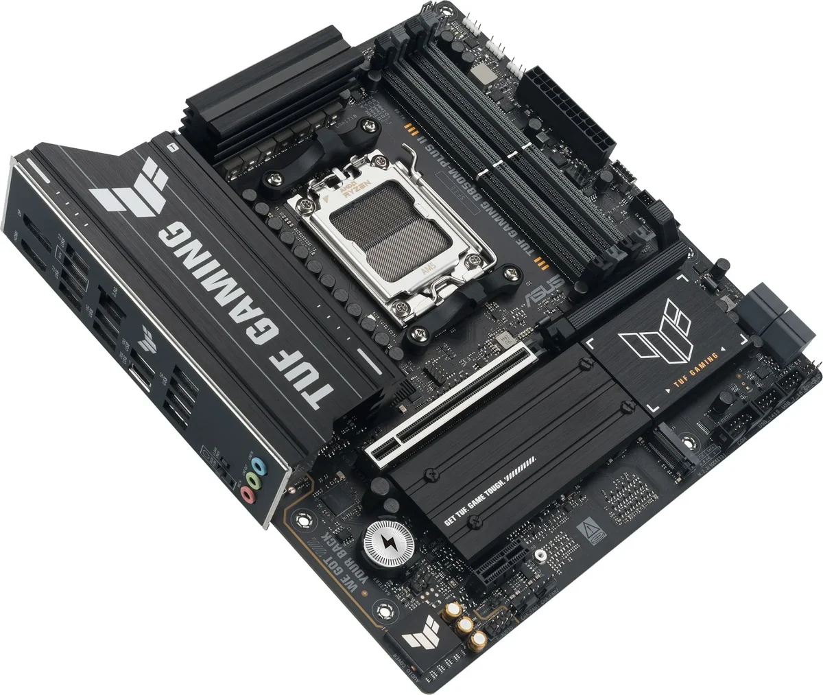 Материнская плата ASUS TUF GAMING B850M-PLUS II, AM5, AMD B850, 4xDDR5, 4xSATA, 3xM.2, 1xPCIe 5.0 x16, 1xPCIe 4.0 x1, 1xHDMI, 1xDP, 1x2.5Gb LAN, 1xUSB-C 20Gbps, 3xUSB-A 10Gbps, 4xUSB-A 5Gbps, 4xUSB-A 2.0, 3x3.5 мм, 7.1, mATX