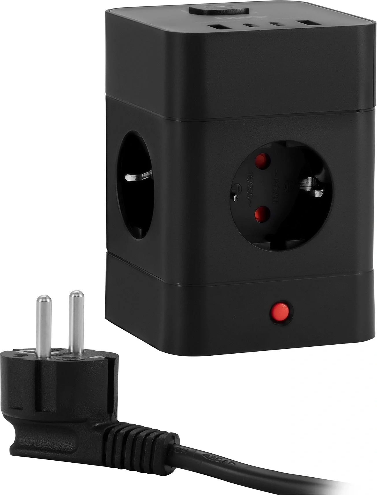 Сетевой удлинитель Buro BU-PTE4.1UC-B 1.5м (4 розетки) черный (коробка)
