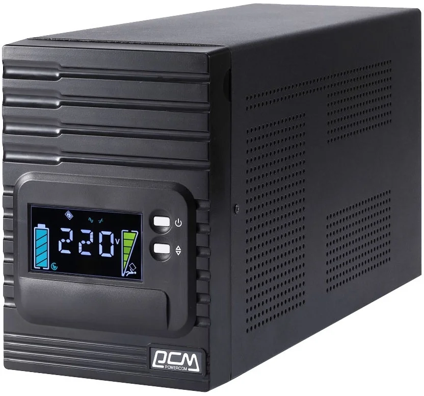 ИБП Powercom - Smart King Pro Plus 1000 ВА/800 Вт, Line-Interactive, in (220V / 230V / 240V 1xIEC-320 C14), 8xIEC-320 C13, LCD, Tower, цвет чёрный, SPT-1000-II LCD