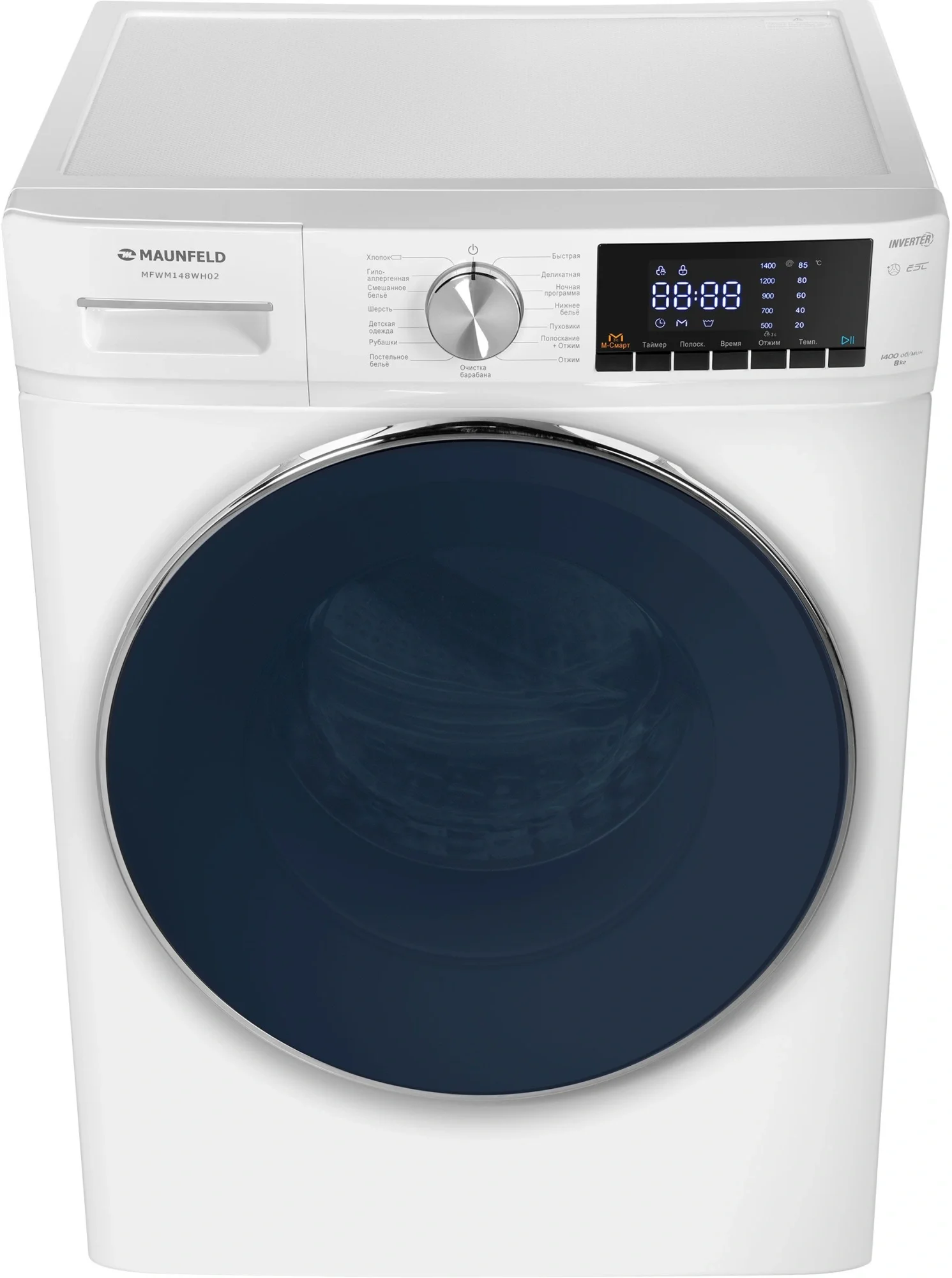 Стиральная машина Maunfeld MFWM148WH02 класс: A+++ загр.фронтальная макс.:8кг белый инвертор
