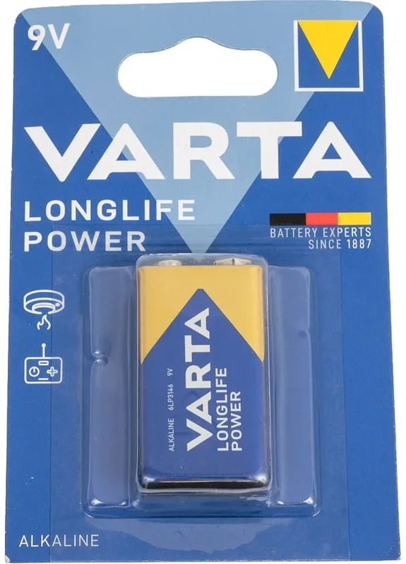 Батарейка Varta Longlife Power, крона (6LR61/6LF22/1604A/6F22), 9V, 1шт. (04922121411)