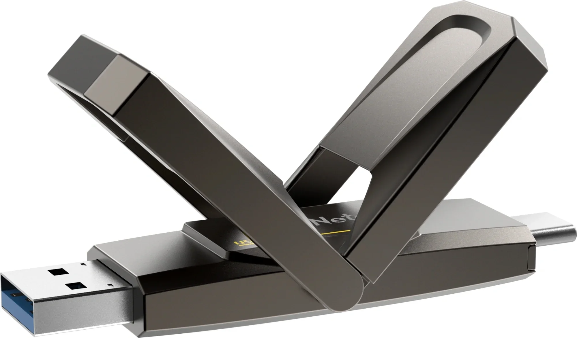USB накопитель Netac - US7, USB Type C / USB Type A (USB 3.2 Gen 2), 256 ГБ, write speed-500MB/s, read speed-550MB/s, OTG USB Type C, NT03US5C-256G-32TA