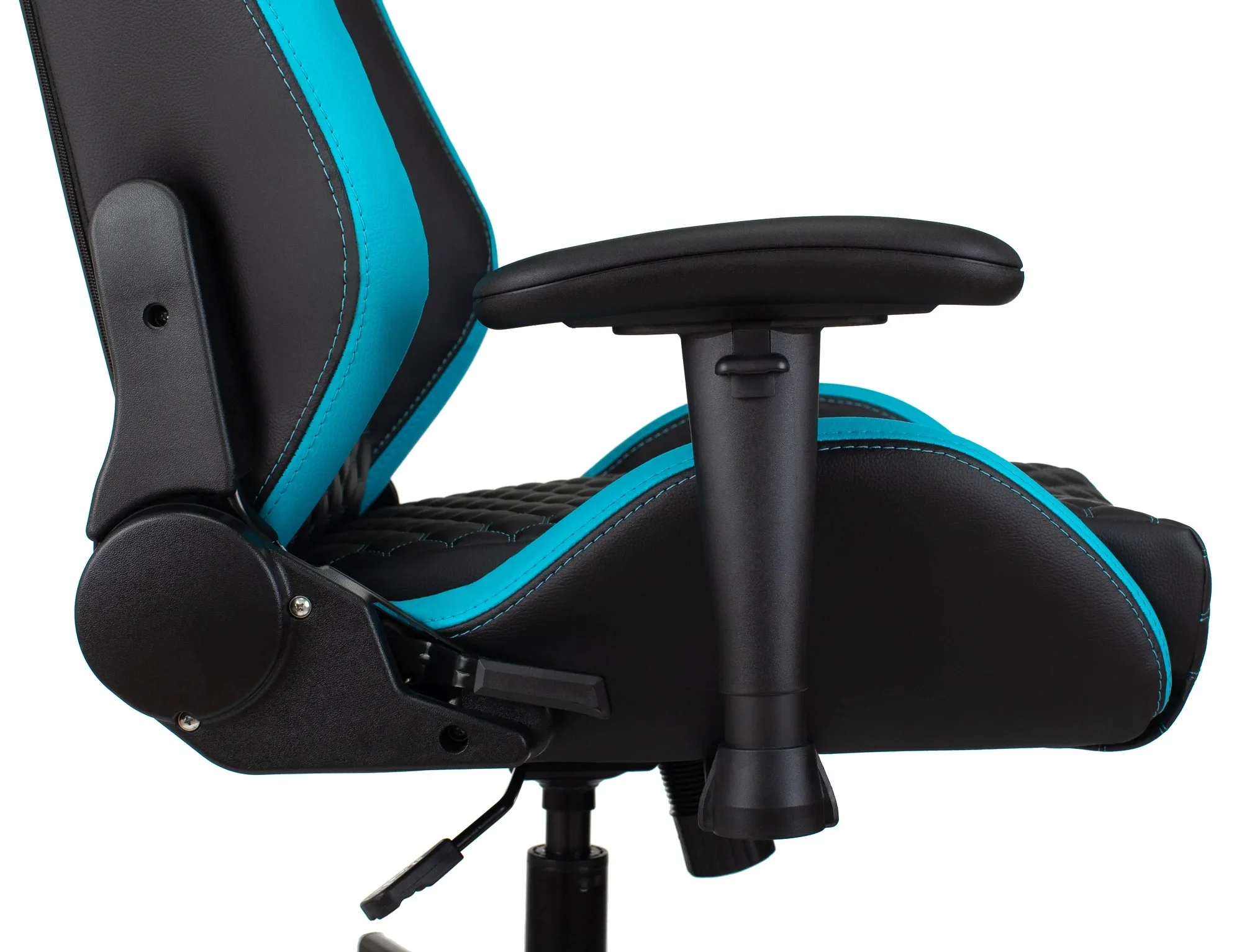 Кресло игровое Knight KNIGHT NEON LBLUE, экокожа, черный/голубой, металл