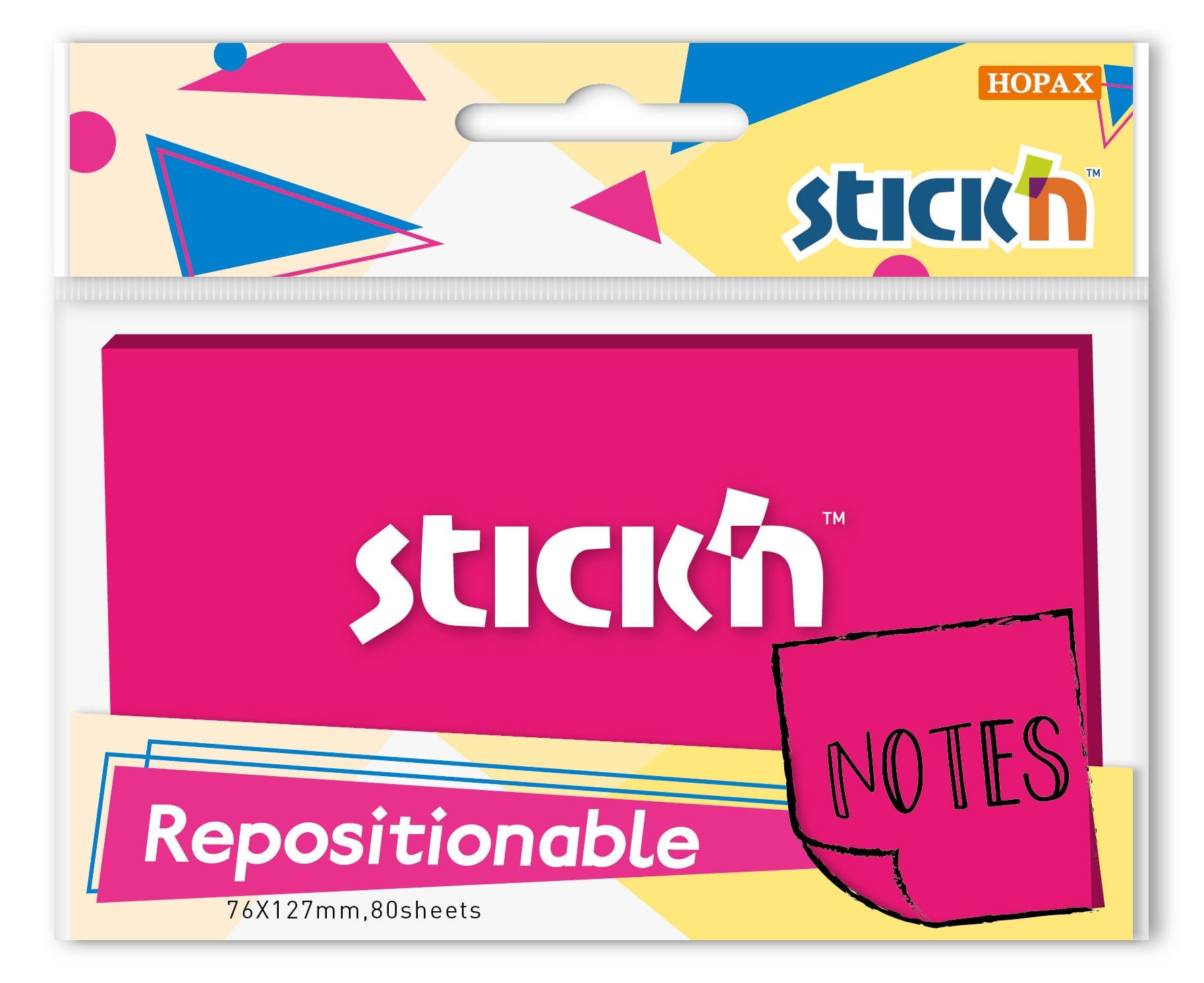 Блок самоклеящийся Stick'n 27079, 76×126 мм, 80 листов, пурпурный неон