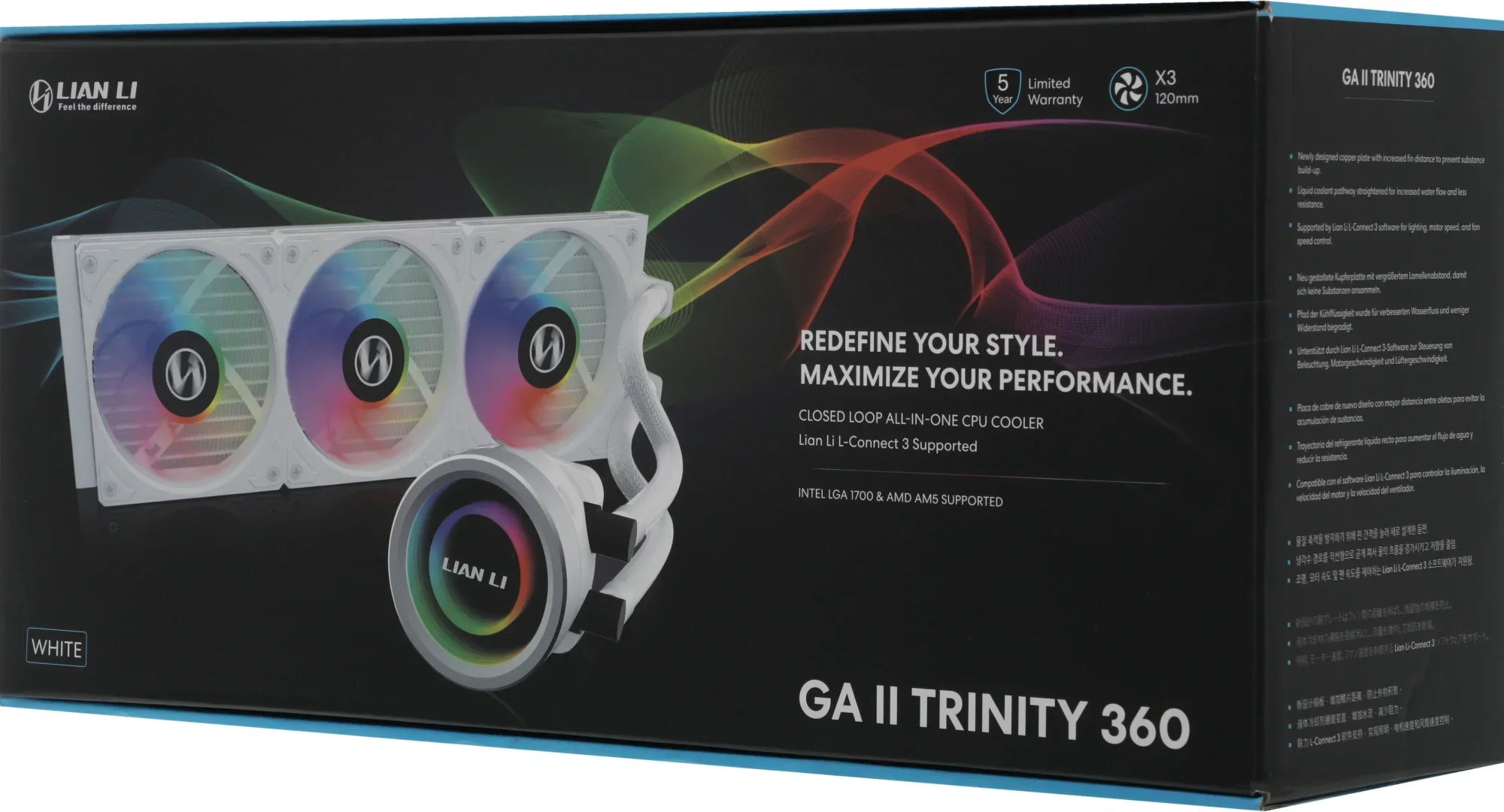 Система водяного охлаждения Lian-Li Galahad II Trinity 360 ARGB Soc-AM5/AM4/1200/1700/1851 белый 4-pin 30dB Al+Cu 280W Ret (G89.GA2T36W.00)