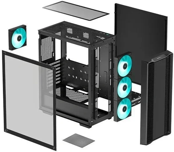Корпус Deepcool CC560 V2 черный без БП ATX 4x120mm 5x140mm 1xUSB2.0 audio bott PSU