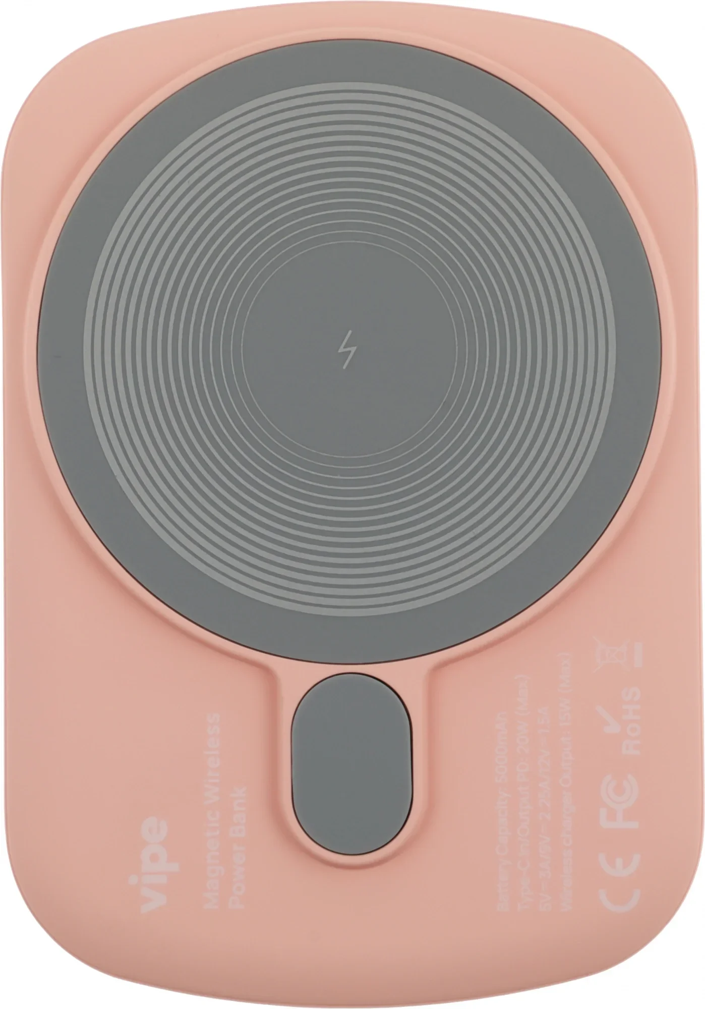 Мобильный аккумулятор Vipe Jake 5000mAh PD 20W 3A  USB-C  беспров.зар.  розовый (VPPBJAKE5KSTPNK)