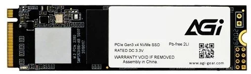Накопитель SSD AGI AI198, 256Gb, PCIe 3.0 x4, M.2 2280, NVMe, R/W 1950/1200