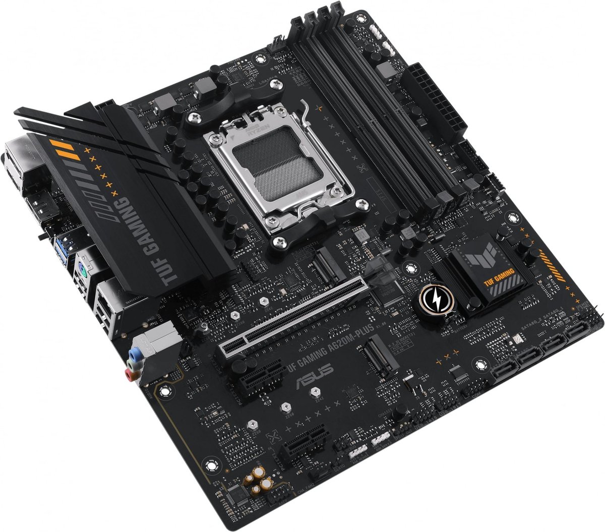 Материнская плата ASUS TUF GAMING A620M-PLUS, AM5, AMD A620, 4xDDR5, 4xSATA, 2xM.2, 1xPCI-E 4.0 x16, 2xPCI-E x1, 2xDP, 1xHDMI, 1x 2.5Gb LAN, 2xUSB-A 3.2 Gen 1, 4xUSB-A 2.0, 3x3.5 мм, 7.1, Micro-ATX