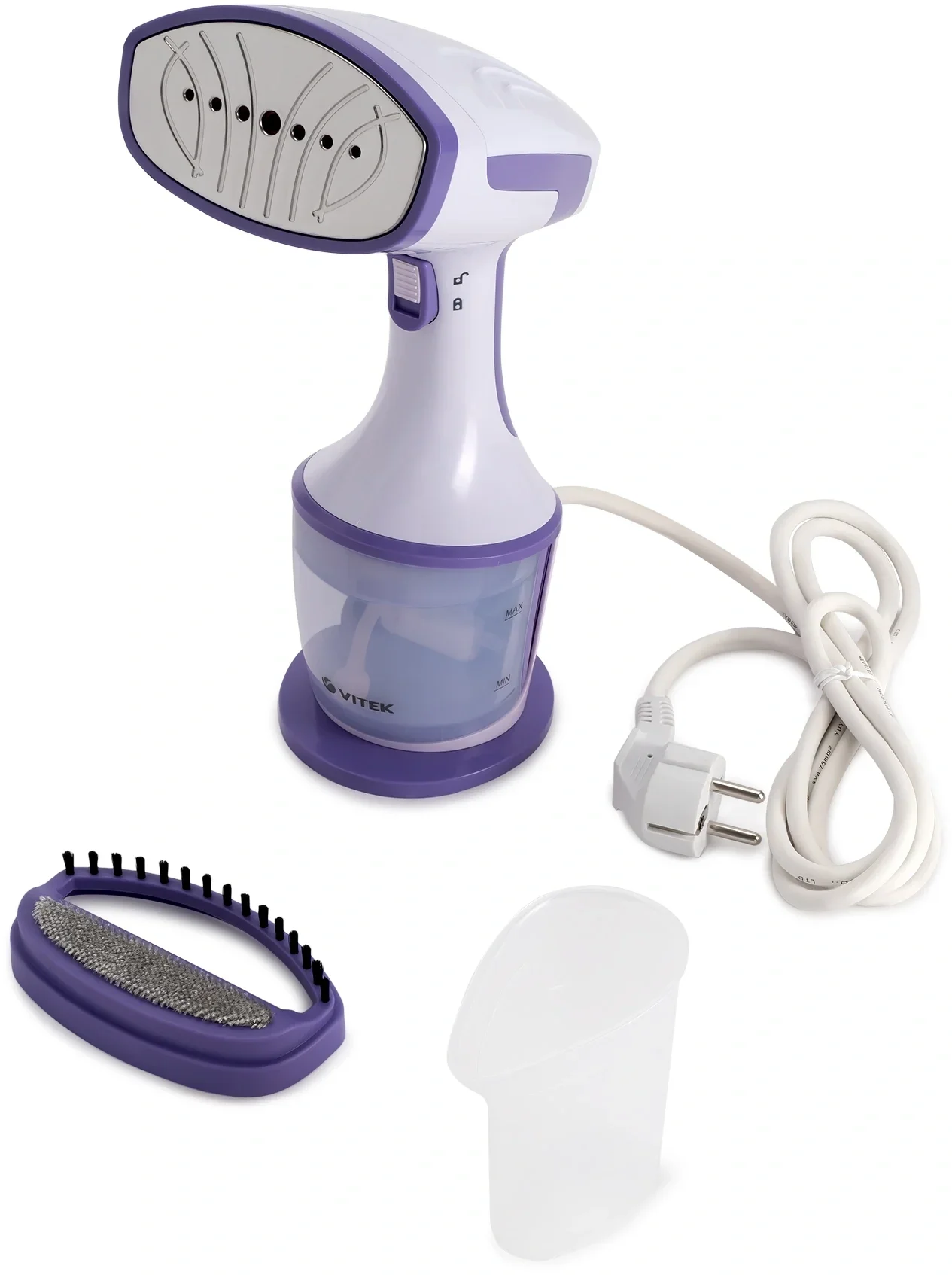 Отпариватель Vitek VT-2660 белый/фиолетовый, 1600 Вт, 30 г/мин, 250 мл