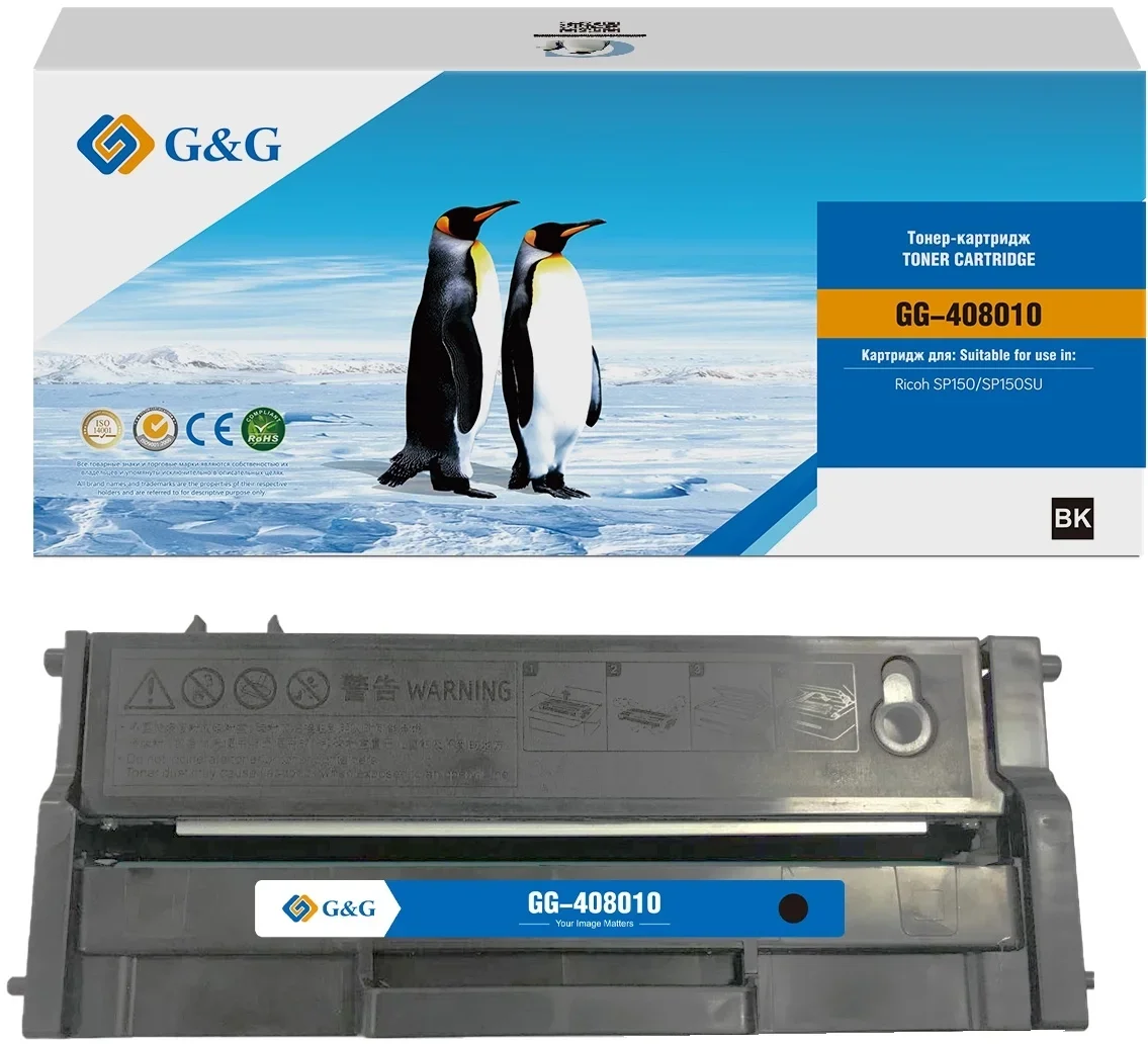 Тонер-картридж G&G - SP150НE, Лазерный, Черный, 1500стр, аналог Ricoh 408010, GG-408010