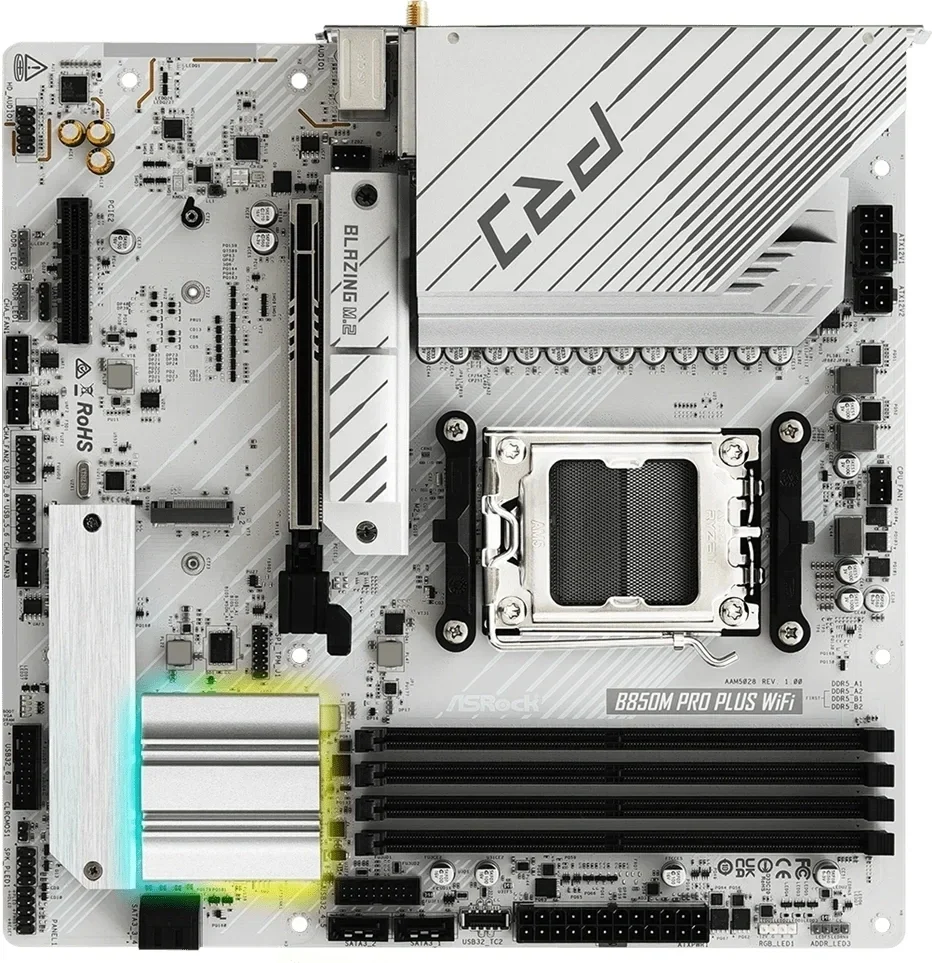 Материнская плата Asrock B850M Pro Plus WiFi Socket AM5 AMD B850 4xDDR5 mATX AC`97  8ch(7.1) 2.5Gg RAID+HDMI+DP