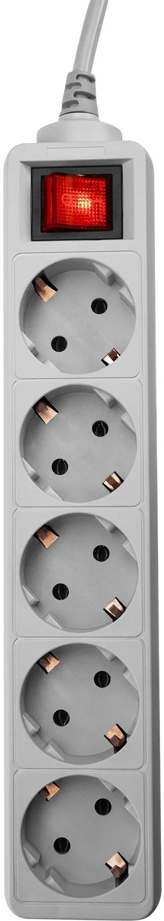Сетевой фильтр PC Pet AP01006-E-G 1.8м (5 розеток) серый (пакет ПЭ)