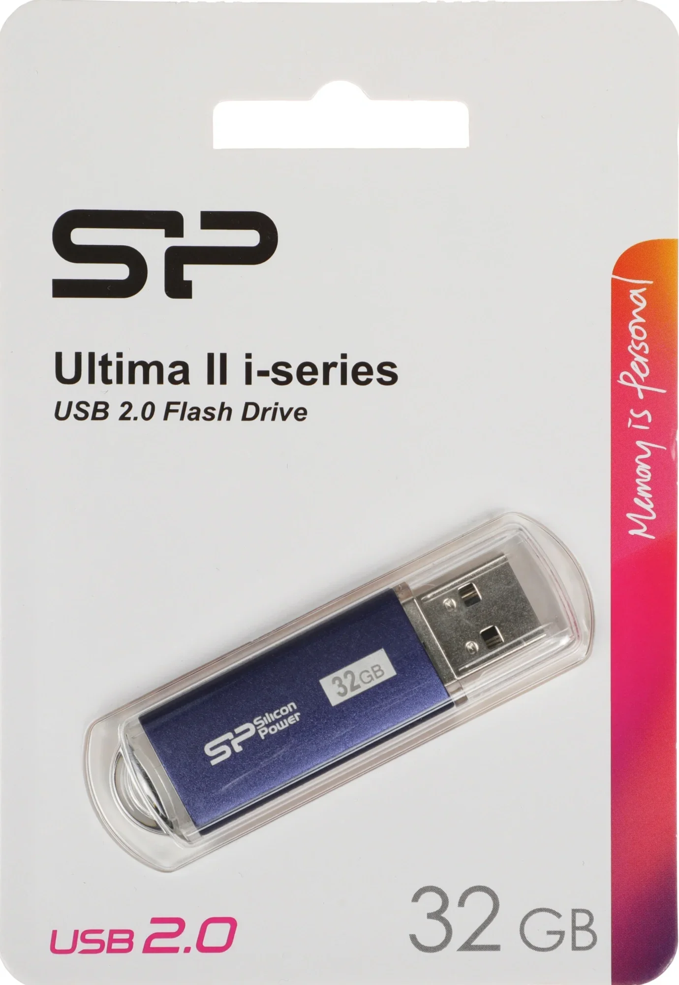 Флеш накопитель 32Gb USB 2.0 Silicon Power Ultima II i, синий (SP032GBUF2M01V1B)
