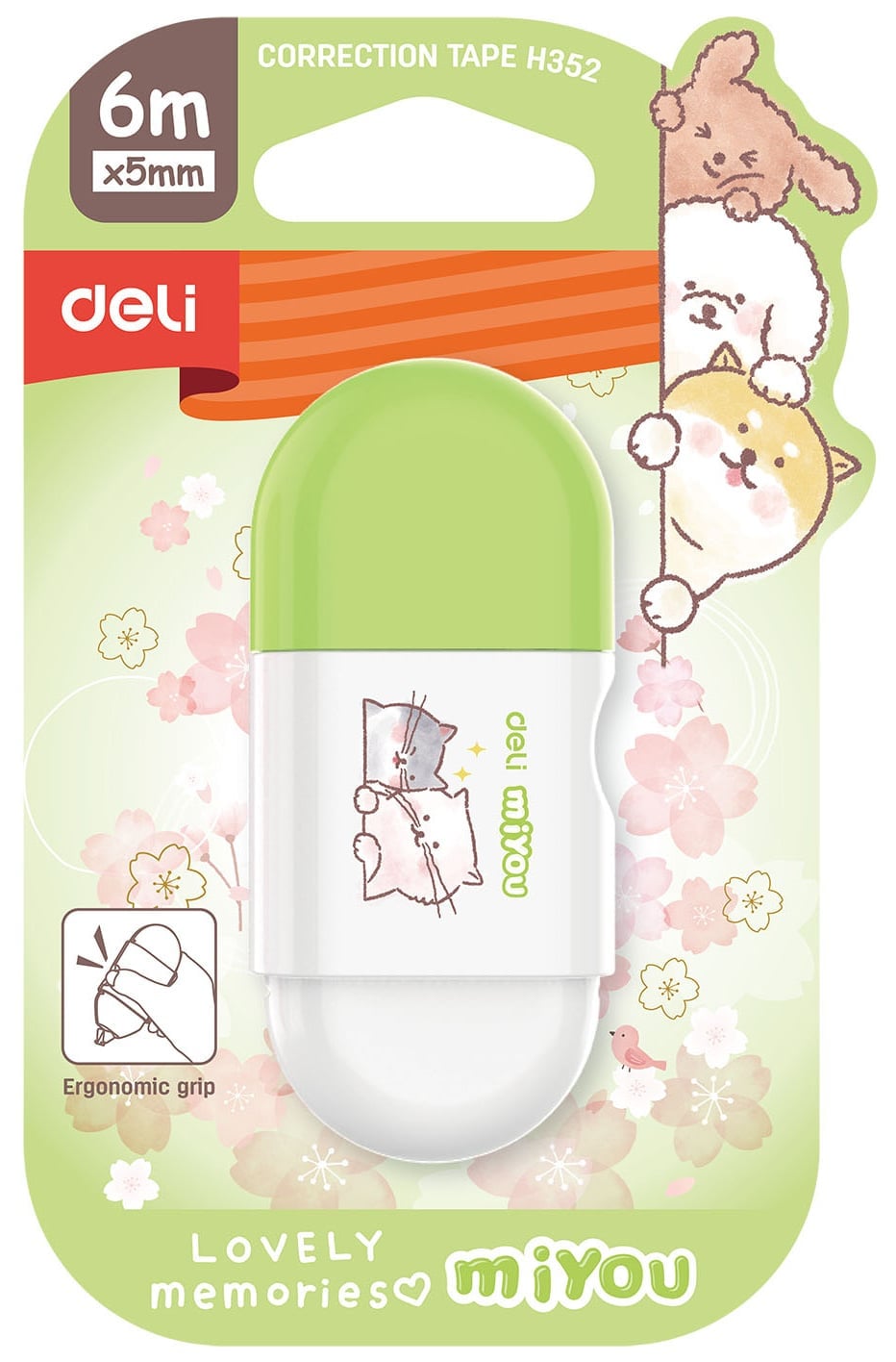 Лента корректирующая Deli EH352 6мх5мм, ассорти, корпус белый, блистер
