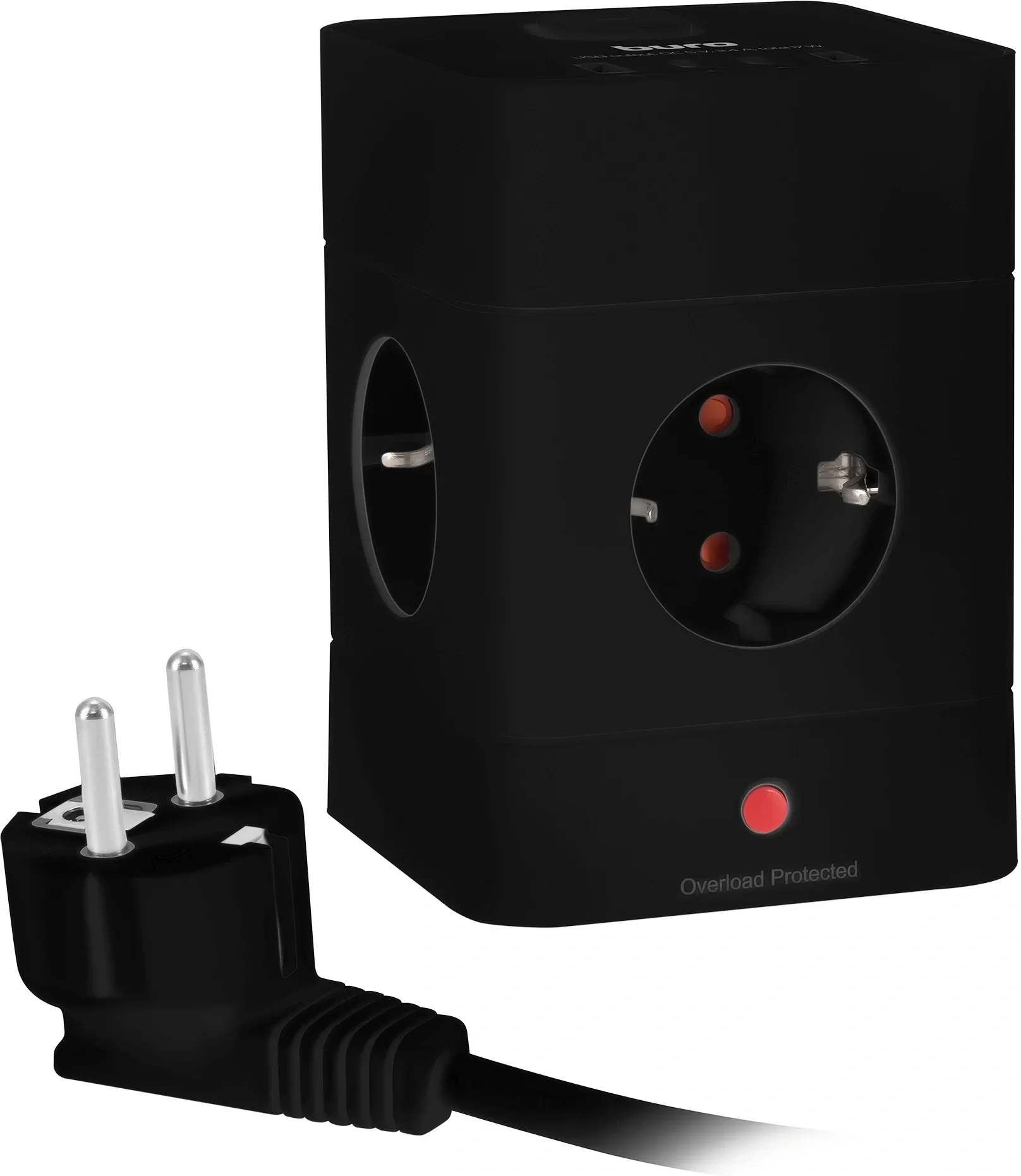 Сетевой удлинитель Buro BU-PTE4.1UC-B 1.5м (4 розетки) черный (коробка)