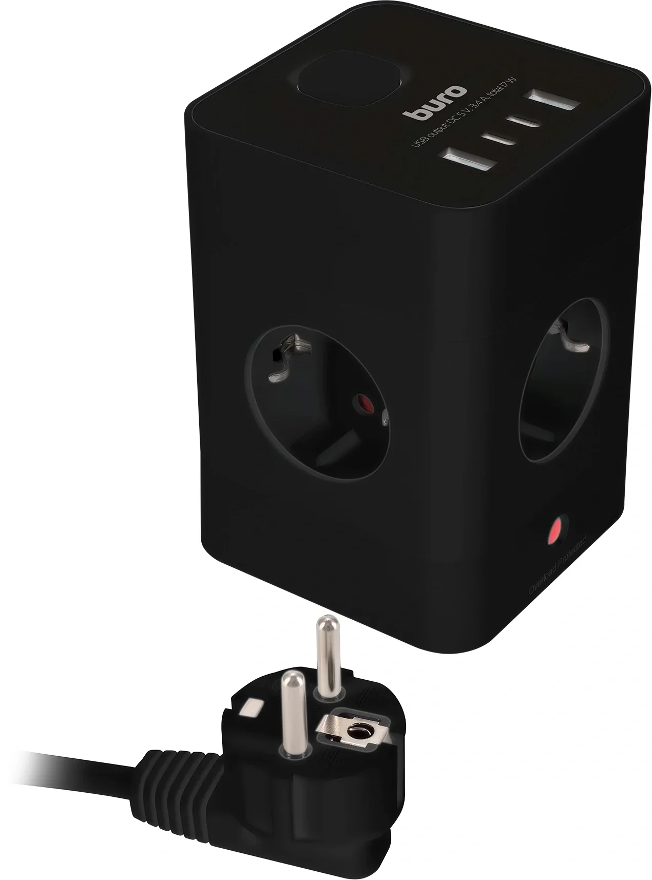 Сетевой удлинитель Buro BU-PTE4.1UC-B 1.5м (4 розетки) черный (коробка)