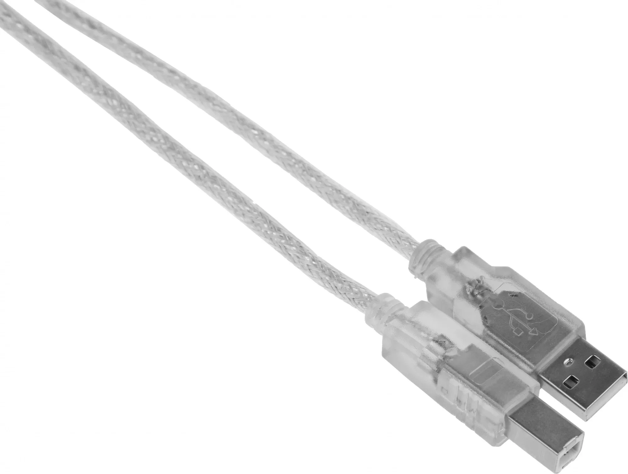 Кабель USB2.0 Buro USB A(m) - USB B(m), 1.8м, прозрачный [usb2.0-am/bm-trans]