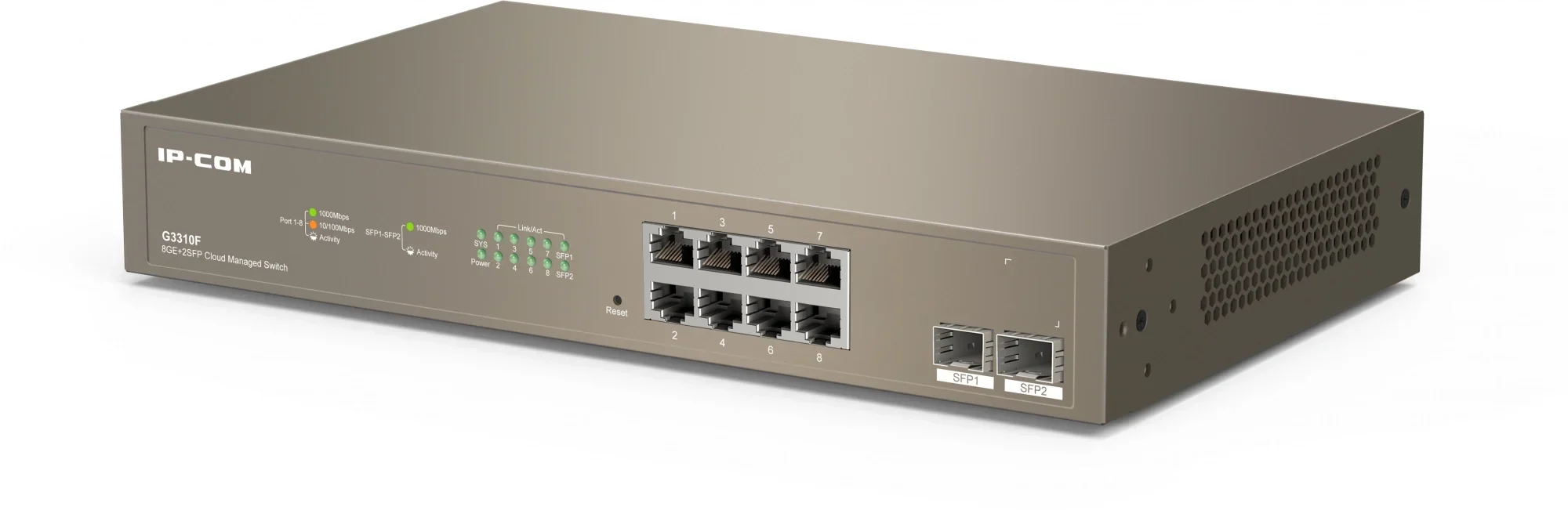 Коммутатор IP-COM G3310F, 8×1GbE SFP, 2×1GbE, управляемый