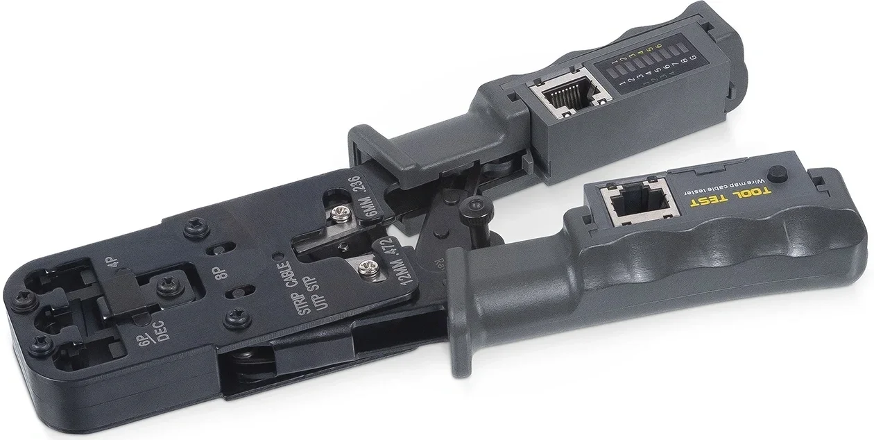 Cabeus HT-2010NT (HT-022) Инструмент обжимной 3 в 1 для RJ-45, RJ-11/12 с тестером для витой пары