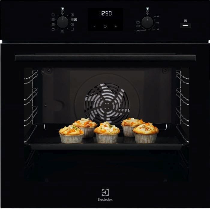 Встраиваемые электрические духовки ELECTROLUX/ электрический шкаф с конвекцией, приготовление на пару Steam Bake, объем 72 л, утапливаемые переключатели, 8 режимов, очистка каталитическая, направляющие проволочные + телескопические (1 уровень)